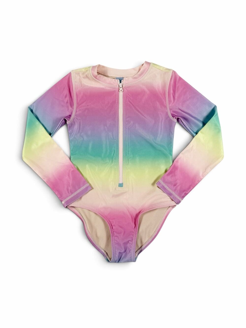 Tea Collection Rainbow Long Sleeve Zip One Piece Swimsuit Size 6